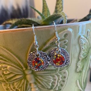 Beaded Flower Drop Earrings